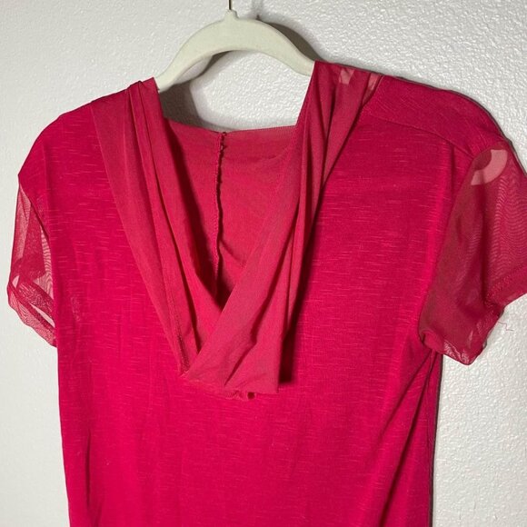 Poof! Red Mesh Hooded Tunic Top Size Small - Picture 4 of 5
